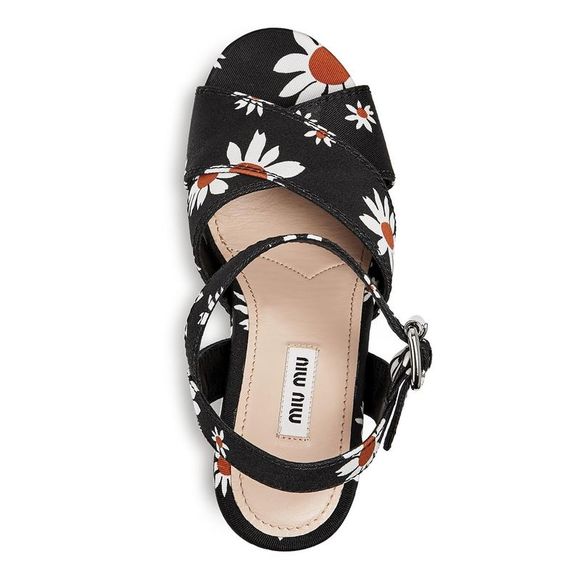 Miu Miu Womens Calzature Donna Black Canvas Platform Sandals Shoes NWT - Picture 3 of 3